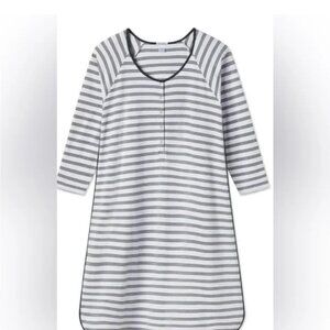 Lake Pajamas S Pima Maternity Long Sleeve Nightgown in Conifer Stripe